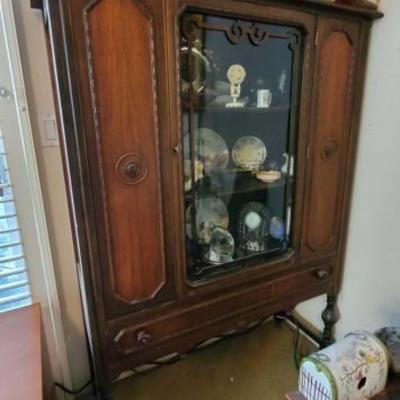 #14054 â€¢ Vintage Wood Display Cabinet with Drawer
