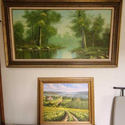#14554 • 2 Framed Canvas Paintings