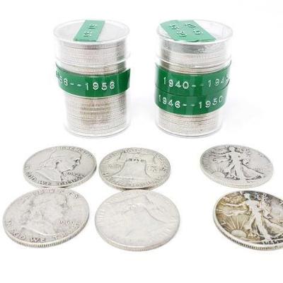 #280 • 27 Silver Franklin Half Dollars, 14 Pre-64 Kennedy Half Dollars, And More