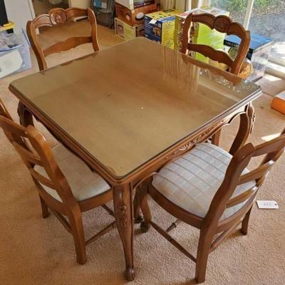 #12602 • Wooden Table and 4 Chairs