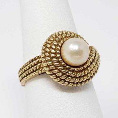 #543 â€¢ 14k Gold Pearl Ring, 6.1g
