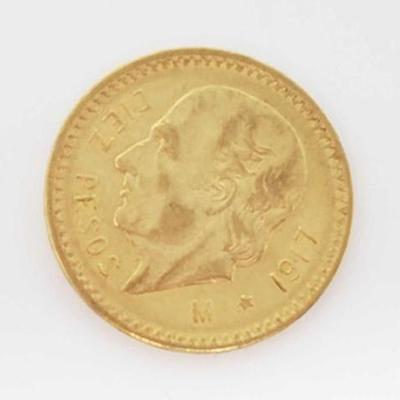 #502 â€¢ 1917 10 Pesos .900 Gold Coin, 8.3g
