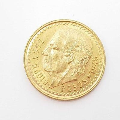 #515 â€¢ 1945 2.5 Pesos .900 Gold Coin, 2.11g
