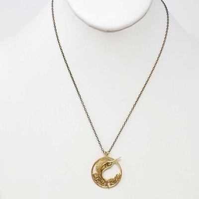 #570 â€¢ 14k Gold Swordfish Pendant, 12k Gold Filled Chain, 4.6g
