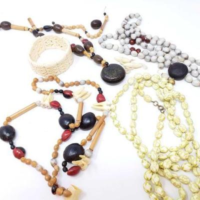 #421 â€¢ Assorted Beaded Necklaces, Tooth Necklaces, Bracelet
