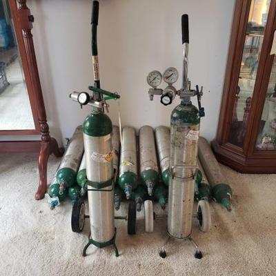 #2934 • Oxygen Bottles and 2 Bottle Carts