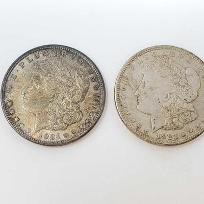 #604 • 2 1921 Philadelphia Mint Morgan Silver Dollars