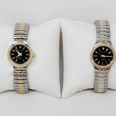 #755 â€¢ 2 Sergio Valente Diamond Quartz Watches
