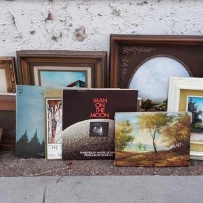 #13540 • 12 Pieces Of Framed Artwork, 3 Records