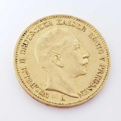 #506 â€¢ 20 Mark Wilhelm II 1899 Gold Coin, 7.9g
