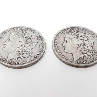 #178 â€¢ 2 1889-O Morgan Silver Dollars

