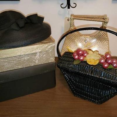 #8544 â€¢ Vintage Wicker Purses and Vintage Hats
