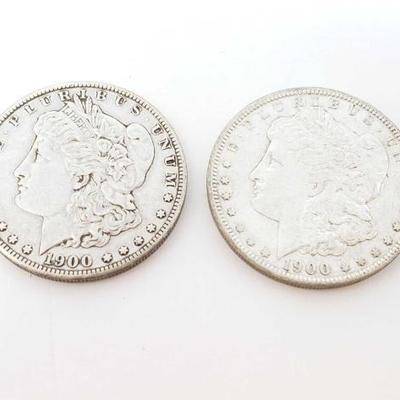 #198 â€¢ 2 1900 Morgan Silver Dollars

