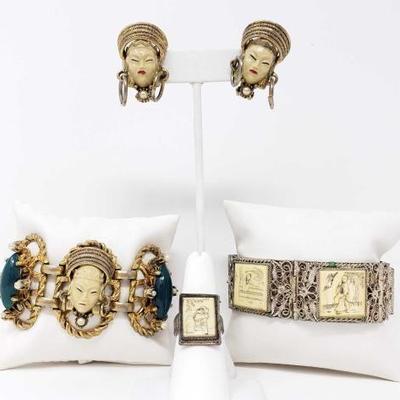 #731 • Vintage Earrings, Ring, And 2 Bracelets