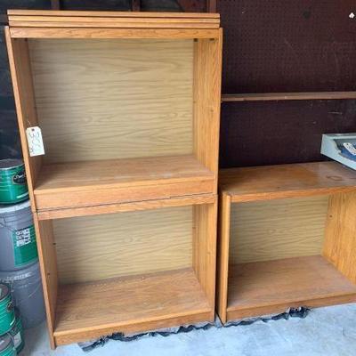 #12610 • 3 Wooden Shelving Units