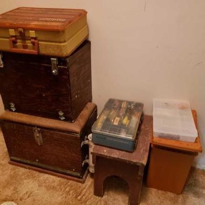 #2356 • 6 Tackle Boxes and 1 Stool