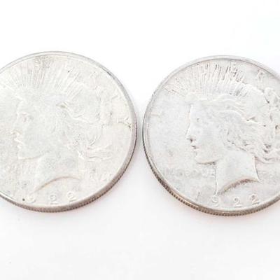 #236 â€¢ 2 1922-S Silver Peace Dollars
