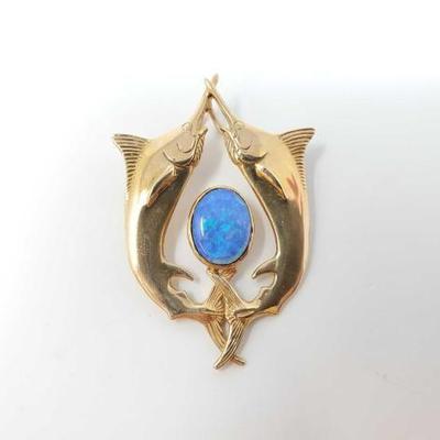 #709 • 14k Gold Swordfish Pendant, 10.3g
