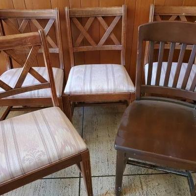 #13502 â€¢ 5 Vintage Dining Room Chairs
