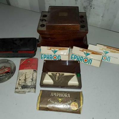 #12410 • Ash Tray, Cigarette Filters, Cigar Box, and More!
