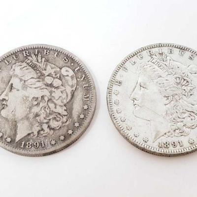 #206 â€¢ 1891-O And 1891 Morgan Silver Dollars
