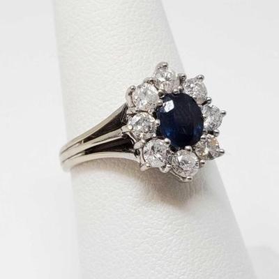 #655 • 14k Sapphire and Diamond Ring, 4.5g