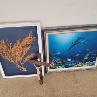 #11524 • 2 Pieces Of Framed Art Work, and A Crucifix