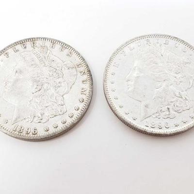 #184 â€¢ 2 1896 Morgan Silver Dollars

