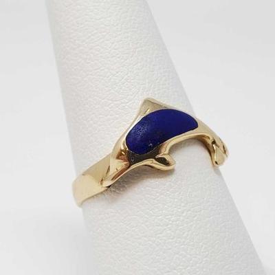 #677 â€¢ 14k Gold Dolphin Ring, 3.1g
