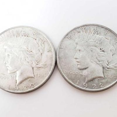 #256 â€¢ 2 1922 Silver Peace Dollars
