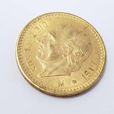 #503 â€¢ 1917 10 Peso .900 Gold Coin, 8.3g
