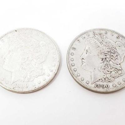 #188 â€¢ 2 1890 Morgan Silver Dollars
