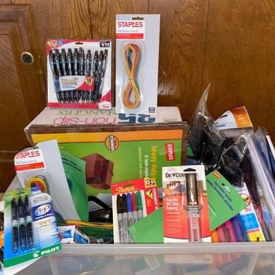 #9070 â€¢ New In Box Sharpies, Large Rubber Bands, Pens, Dividers and More
