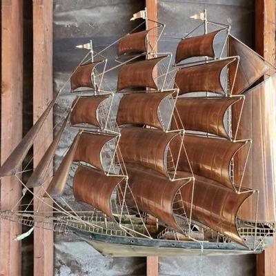 #12104 • Metal Hanging Sail Boat Art