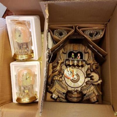 #8566 â€¢ Black Forest Cuckoo Clock And 2 Quartz Dome Clocks
