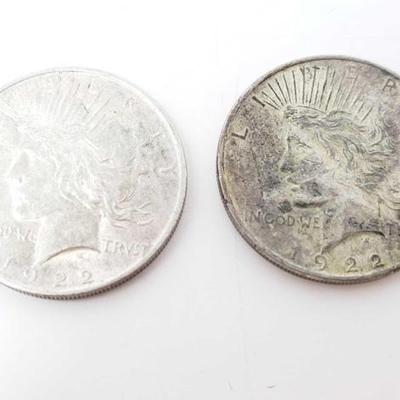 #258 â€¢ 2 1922 Silver Peace Dollars
