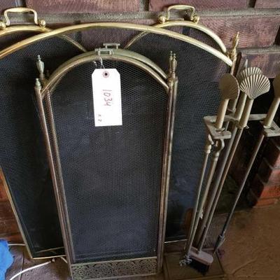 #12654 • 2 Fireplace Covers and Fireplace Poker and Broom Set