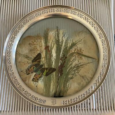 Silver edged butterfly plate