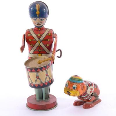 Antique tin wind-up toys