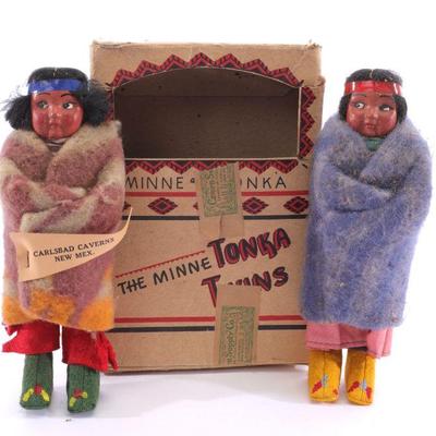 Antique Minnetonka Indian dolls in box