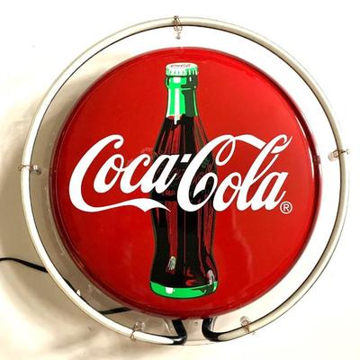 1990 Coca Cola neon sign 14â€ diam.