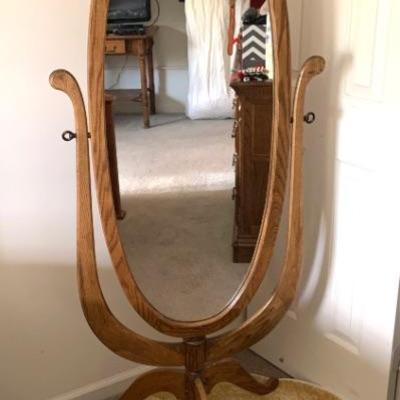 Oak cheval mirror