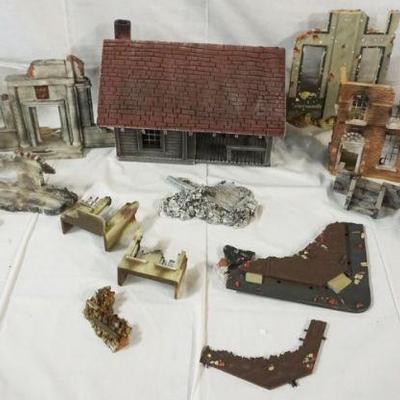 1298	LARGE ASSORTMENT WWII DIORAMA SCALE BUILDINGS

