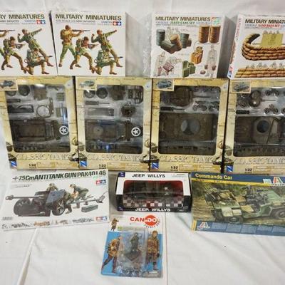 1259	WWII MODELS & FIGURES ASSORTMENT INCLUDING CLASSIC TANK, MILITARY MINIATURES, TAMIYA

