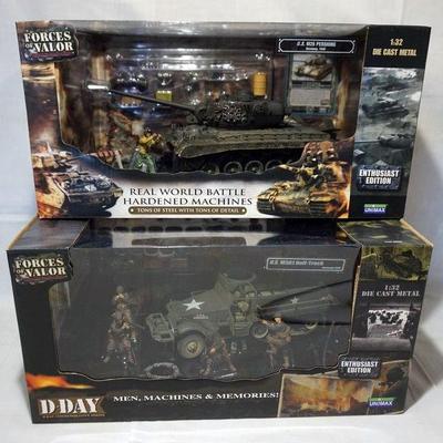 1084	FORCES OF VALOR WWII 1-32 DIECAST METAL LOT OF 2
