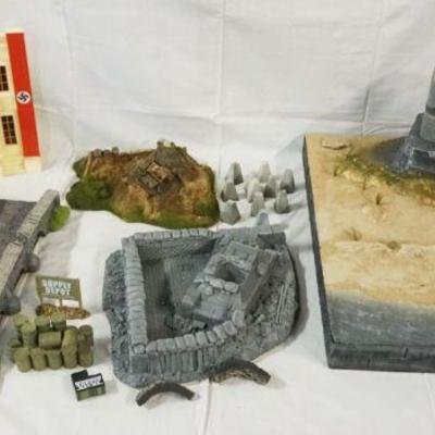 1299	LARGE ASSORTMENT WWII DIORAMA SCALE BUILDINGS
