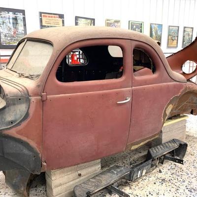 1940 Ford Coupe project car. Lots of multiple body parts, fenders, doors, hoods, trunk lids, new replacement sheet metal  as well.