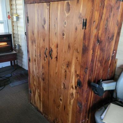 Large cedar cabinet closed