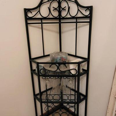 Wrought iron corner wine rack