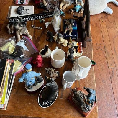 Many dog and cat figures 